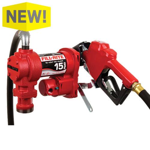 12V DC 15GPM Heavy-Duty Fuel Transfer Pump with Auto Red Nozzle