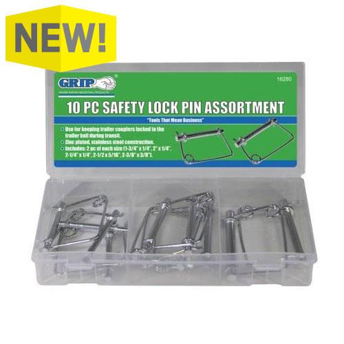 SAFETY LOCK PIN ASSORTMENT - 10 PIECES (VARIOUS SIZES)